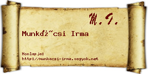 Munkácsi Irma névjegykártya